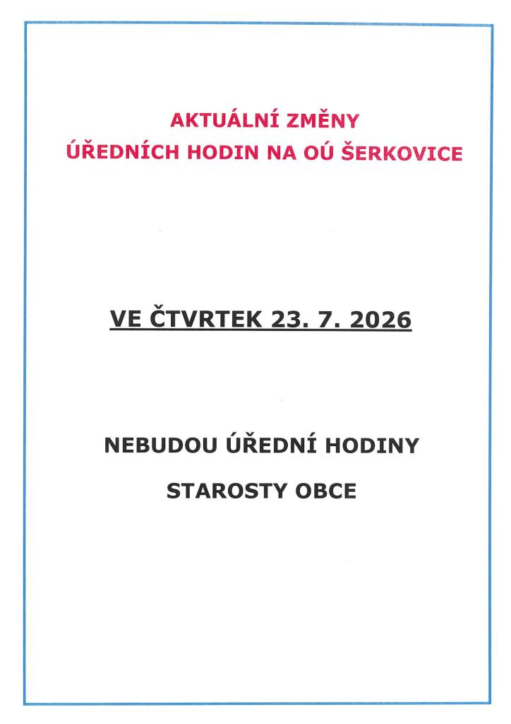 Změna úředních hodin